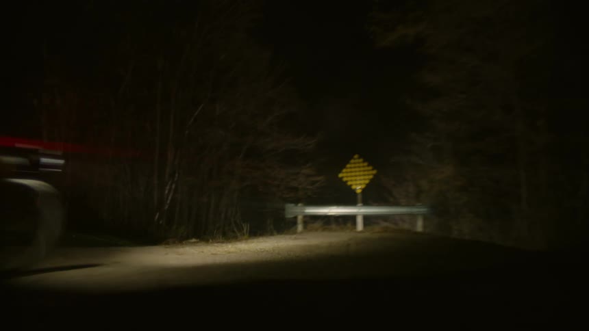 A person on a bicycle in the park at night