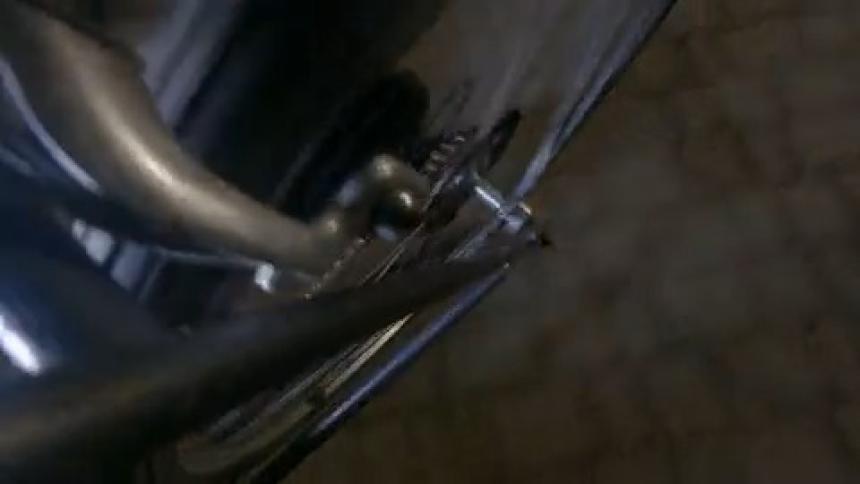 Moving tire of a bicycle at night