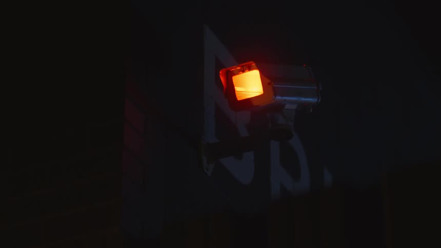 Infrared camera on top of an establishment at night