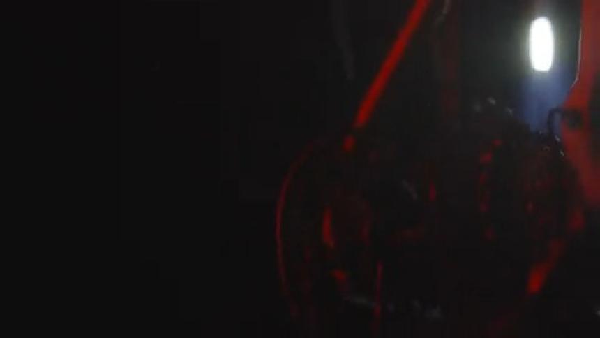 A bike is riding at night