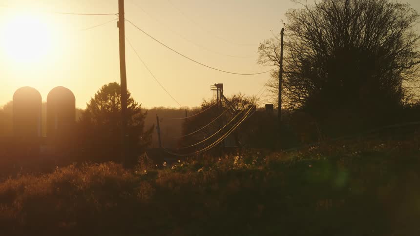 Landscape with view of grama and sunrise on the horizon