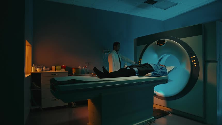 A patient is going into the mri machine