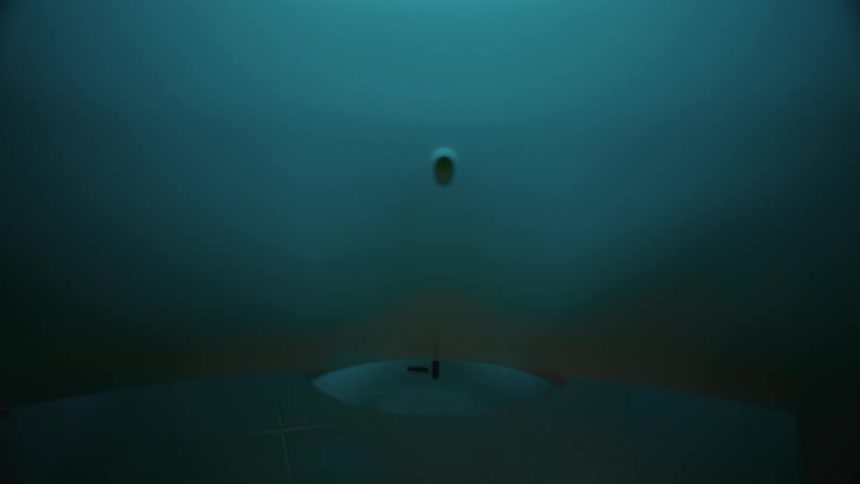 View from inside an mri machine inside a dark room