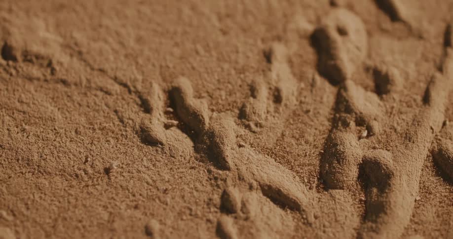 Close on a desert floor with shaking sand