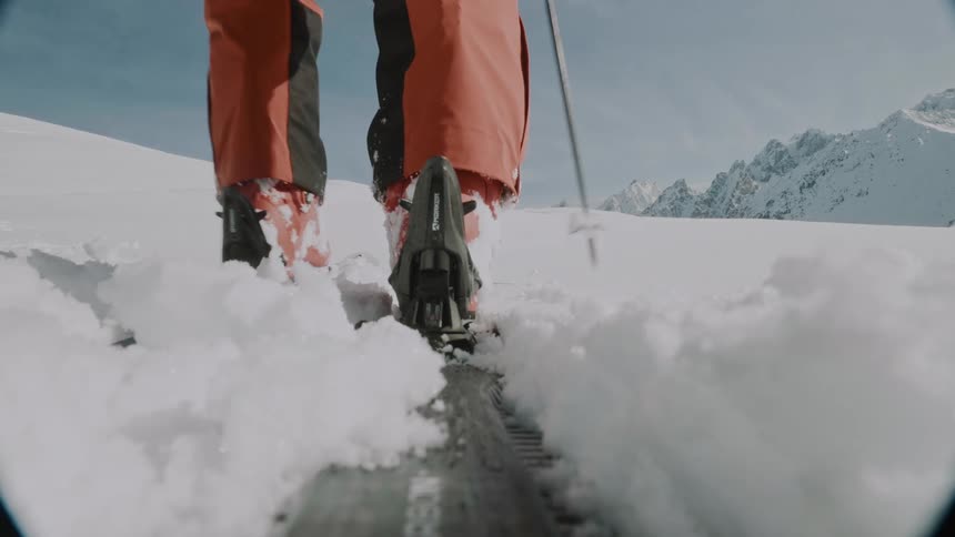 A rider starts skitouring