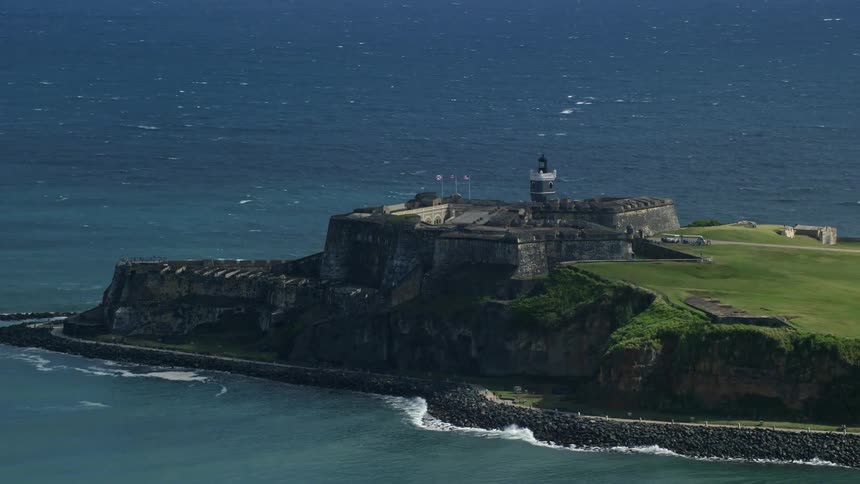 A seafront stone fortress on a coast