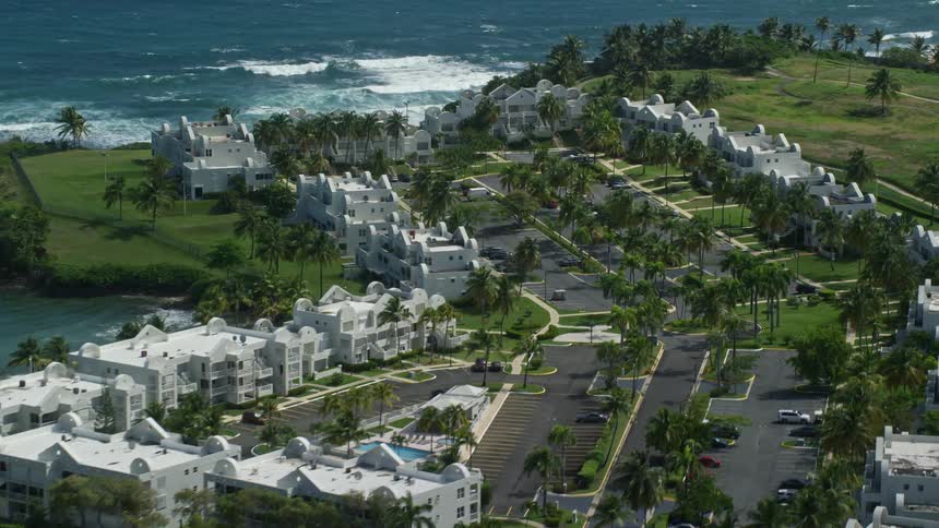 A resort is on the tropical island