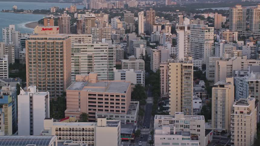 Aerial panorama of a metropolis by the sea