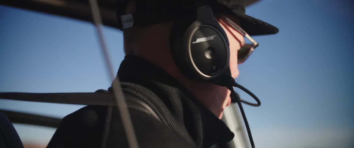 Portrait of a helicopter pilot in flight