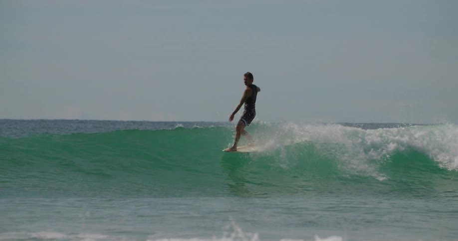 Men are surfing in the ocean