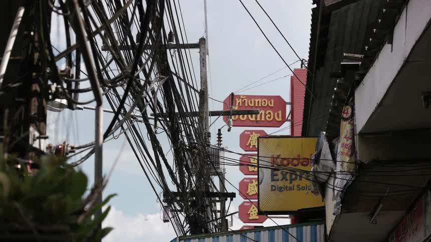 Signs on buildings in city