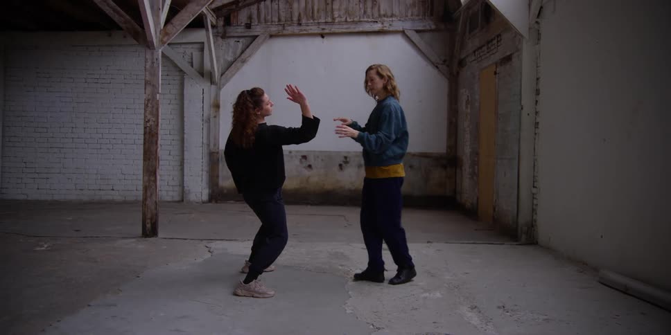 Female dancer shows woman dance movements
