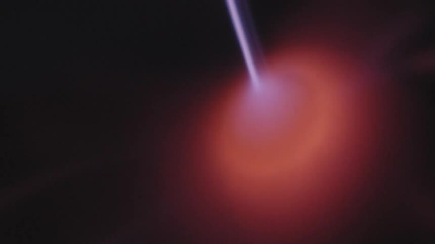 Close up of an electric arc inside a plasma ball