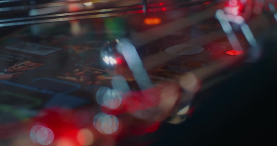 Closeup on a pinball machine