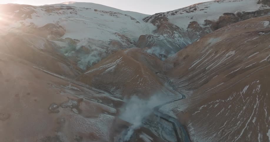 A clip of a snow mountain in the wilderness