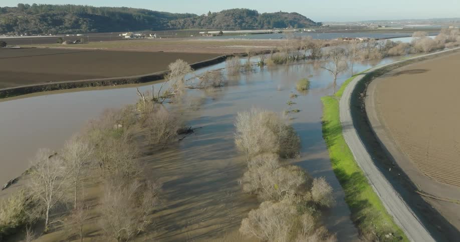 An aerial clip of a water path
