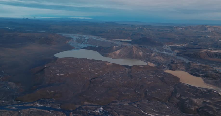 Aerial of a river in the mountainous desert