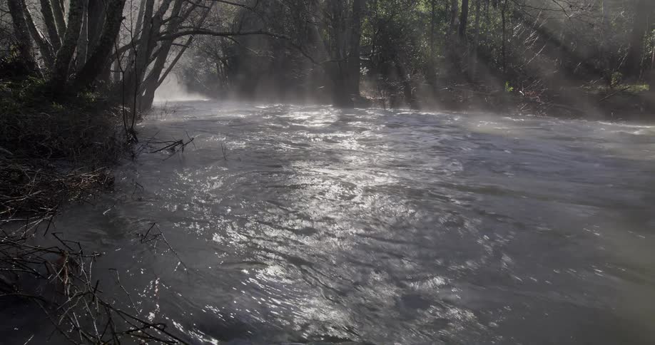 Landscape of a river gushing down