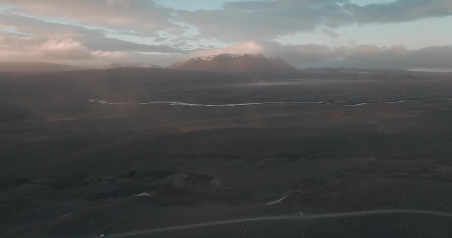 An aerial clip of a sandstorm in the desert