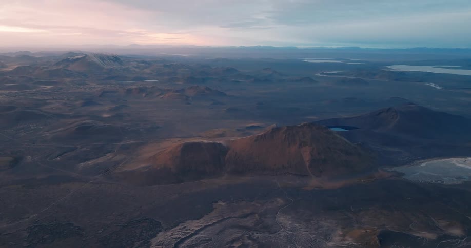 Aerial view of a mountainous landscape at morning
