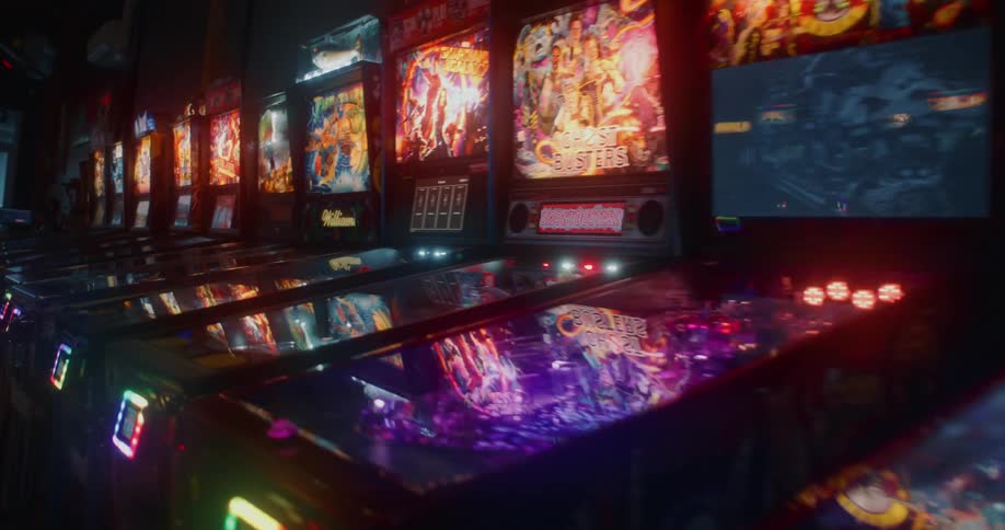 A room full of arcade machines turned on