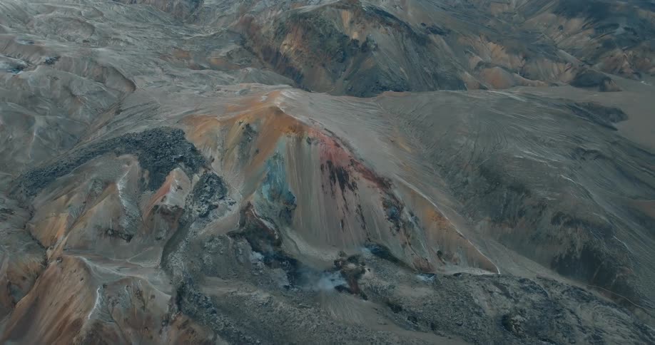 An aerial view of a rocky mountain