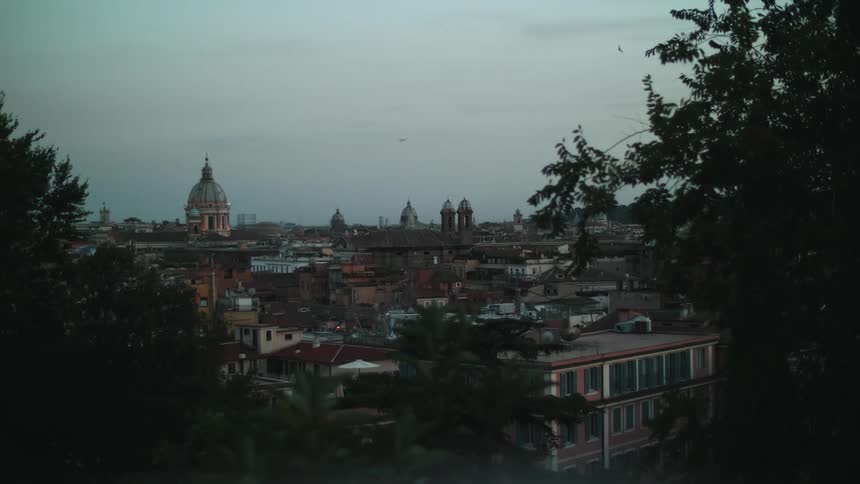 Panorama of an urban city by the sea and a cloudy tomorrow