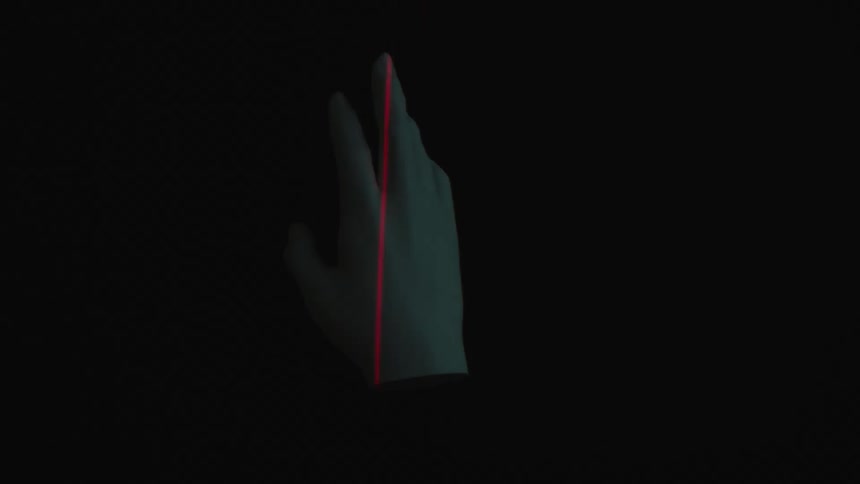 Rotating holographic model of a hand