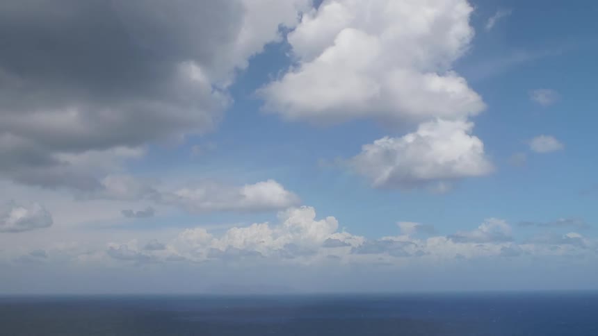 Landscape of blue sky with clouds and blue sea