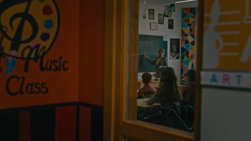 A classroom filled with pupils and the teacher