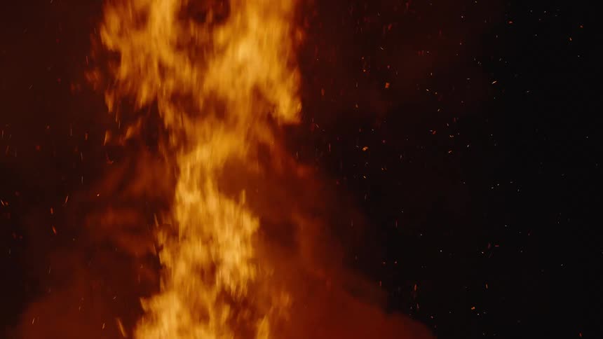 Fire combustion rising at night