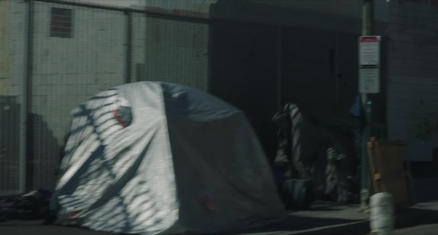 City streets with tents serving as residences