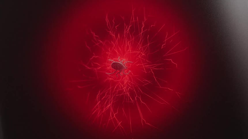 A spider throws off a red explosion