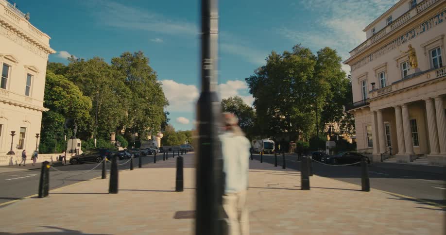 Square with the monument in the middle of a city