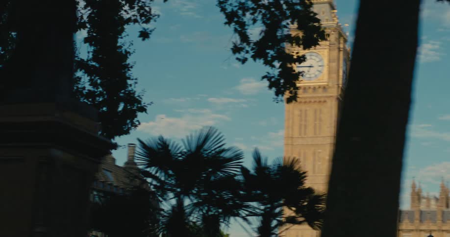 Panorama of a square overlooking londons clock tower
