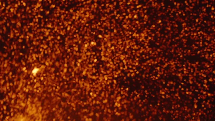 Glowing embers rise in a forest fire