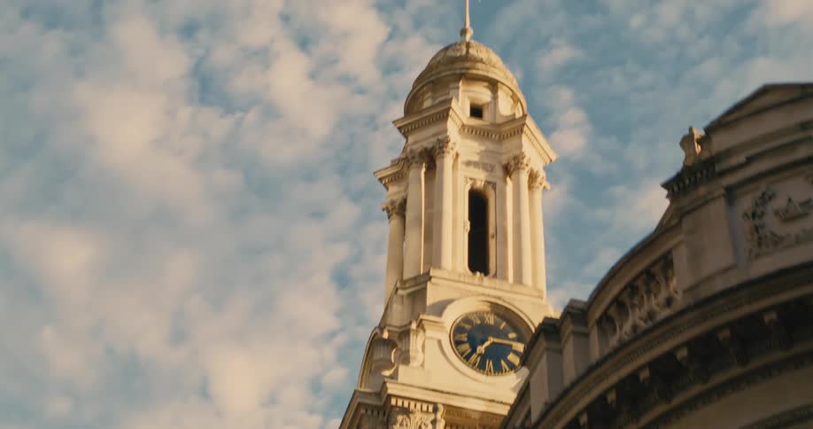 An ancient architecture tower with a large clock