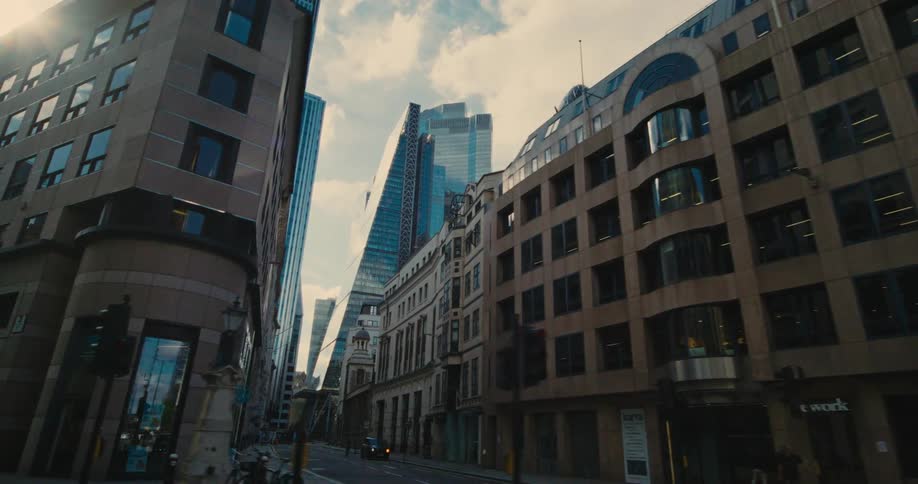 View of the streets and buildings of a metropolis with skyscrapers