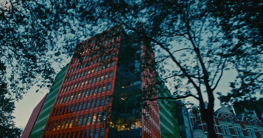 Building in the middle of a colorful metropolis