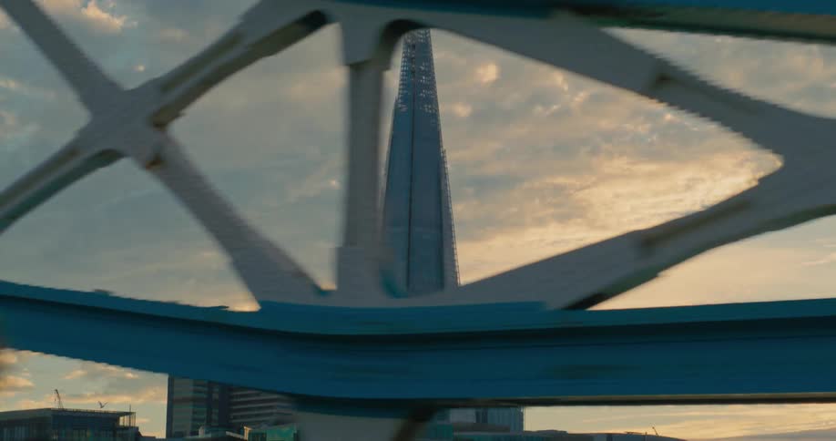 Panorama of a huge modern building in a morning