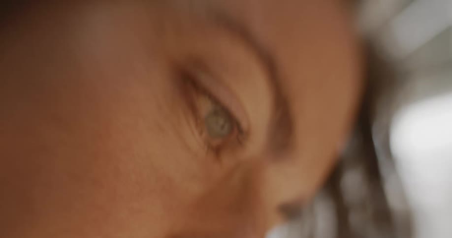 Closeup of a young womans clear eyes