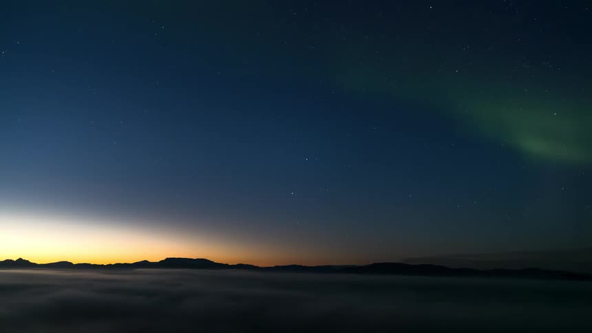 Night sky landscape with aurora borealis