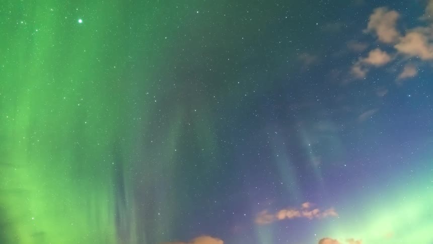 The northern lights shine before the stars
