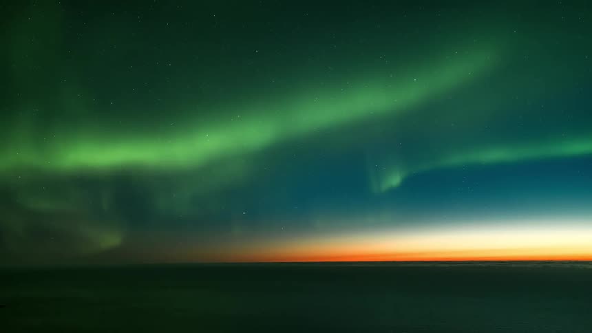 The sky is green at night