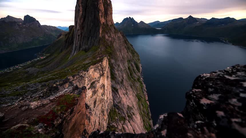 A huge lake in the middle of high mountains