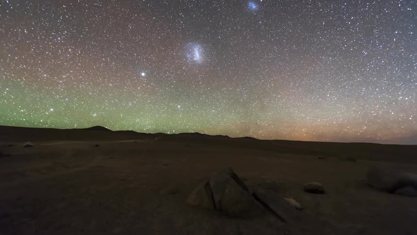 A desert with a starry sky at night