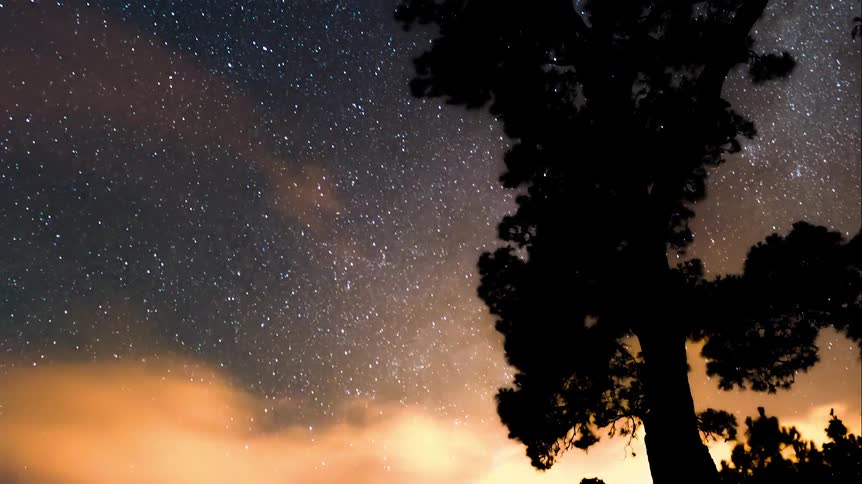 Sky landscape in time lapse with stars