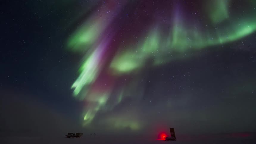 Night sky landscape with Aurora Australis