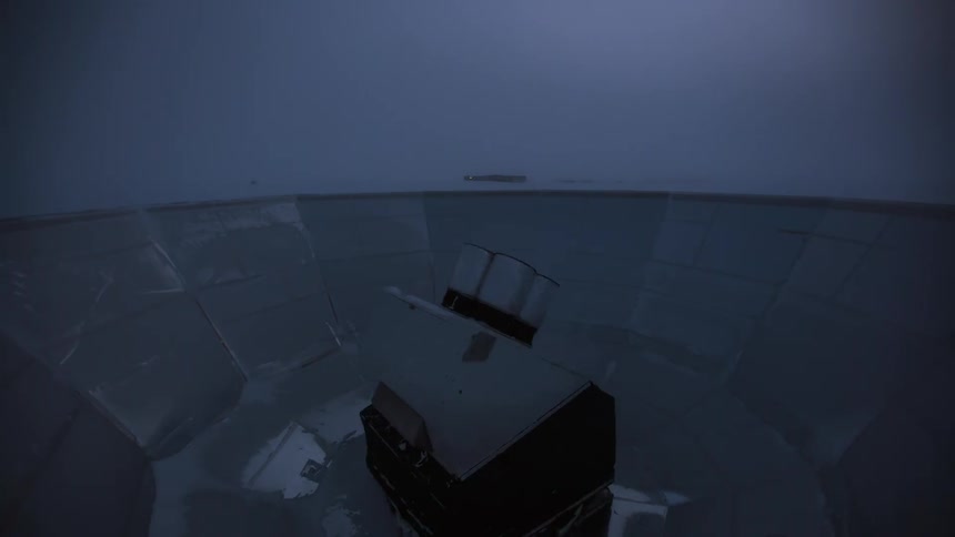 Observatory camera capturing  images of the day at dusk at the south pole in timelapse