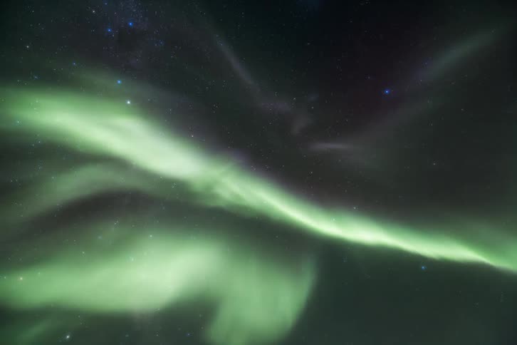 Sky landscape with Aurora Australis and stars at night
